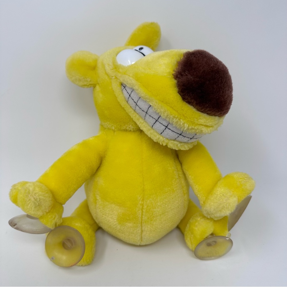 1987 Mother Goose Grimm Dog Plush Window Suction Cups Grimmy Spinning Head Clean
